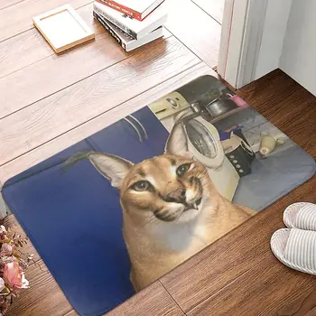Большой нескользящий ковер Floppa Cat, Красивый Улыбающийся мем, Забавный коврик для спальни, коврик для ванной, Приветственный коврик для украшения