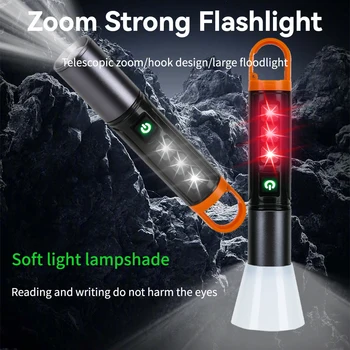 Сверхяркий светодиодный фонарик, боковые фонари, USB Перезаряжаемый фонарь, наружное бытовое портативное освещение, фонарь для кемпинга с крючком