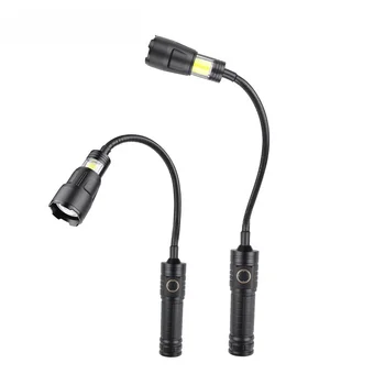 Гибкий светодиодный фонарик COB, Портативный рабочий фонарь, Магнитный фонарь USB C, перезаряжаемый 360-градусный Гибкий походный фонарь со шлангом