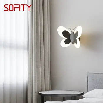 ULANI Внутреннее бра с бабочкой из черной латуни, Светодиодная лампа 3 цвета, Реалистичный креативный настенный светильник для кровати, декора гостиной