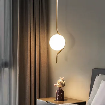 Прикроватная люстра Скандинавская спальня гостиная фон настенная люстра творческая личность современный минималистичный бар маленькая лампа