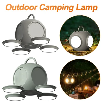 Подвесная лампа для палатки, кемпинговый фонарь емкостью 10000 мАч, перезаряжаемая атмосферная лампа, 3 режима освещения, многофункциональная для перебоев в работе, пеших прогулок, рыбалки