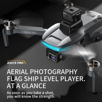 XMSJ XS019 Pro Drone С двойной камерой 4K Professional HD, Радиоуправляемый вертолет, Лазерный Обход препятствий, Квадрокоптер с Бесщеточным мотором, GPS, Игрушки