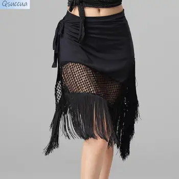 Юбка для латиноамериканских танцев, юбка для взрослых, нерегулярная юбка для танцев, набедренный шарф, сексуальный цельный тренировочный костюм для танца живота с разрезом