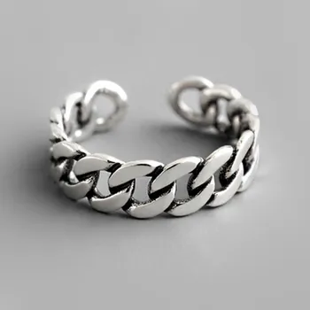 Винтажный серебристый цвет, Металлические кольца с открытым письмом в стиле панк, цепочка с рисунком, модный дизайн, кольца на палец для женщин, мужские украшения для вечеринок, подарки